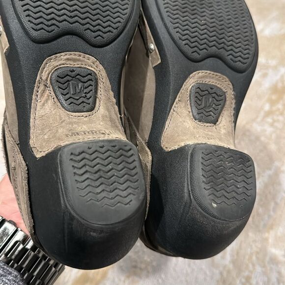 Merrell Luxe Wrap Gray Leather Slip on Mules size 8 in GUC - Picture 8 of 9